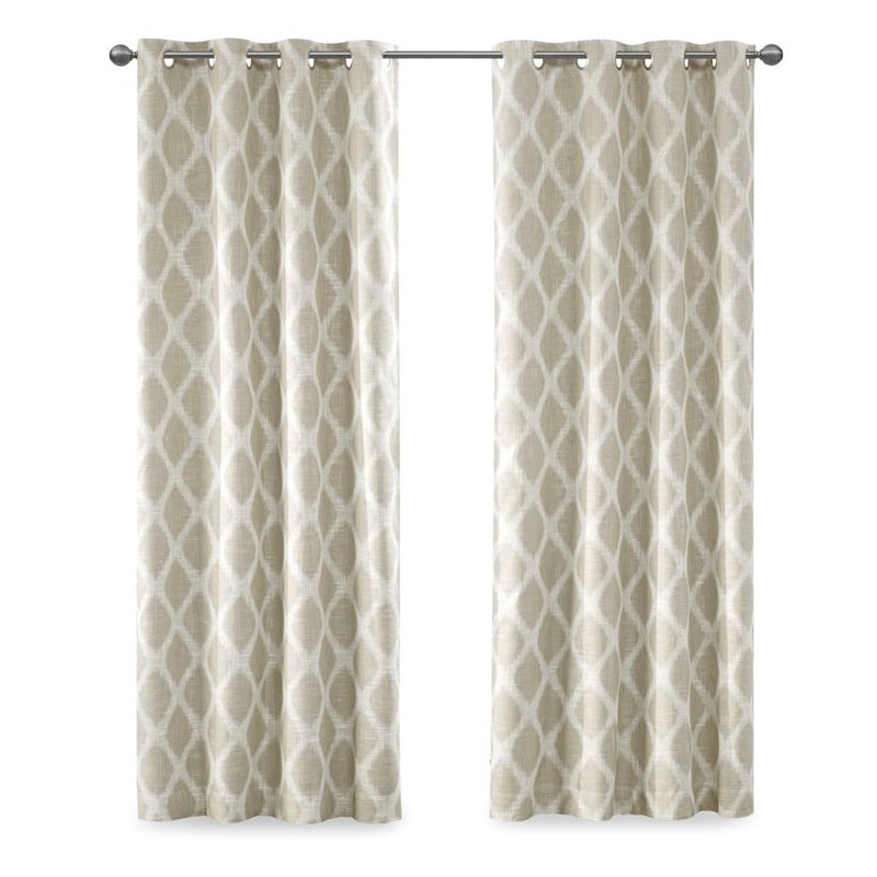 SUNSMART Sun Smart Blakesly Blackout Curtains Patio Window, Ikat Print, Grommet Top Living Room Decor, Living Room Decor, Thermal Insulated Light Blocking Drape for Bedroom and Apartments, 50" x 84", Taupe - Image 1